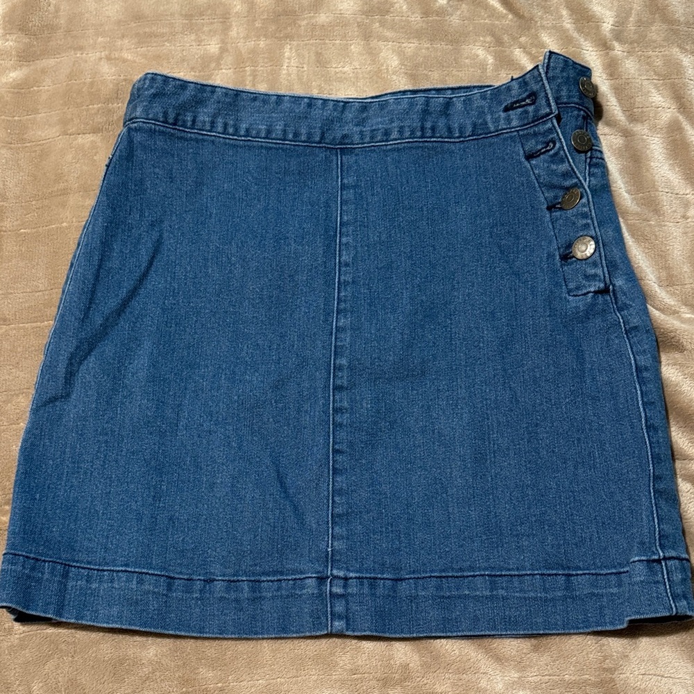 Harper Blue Denim Mini Skirt with Button Detail